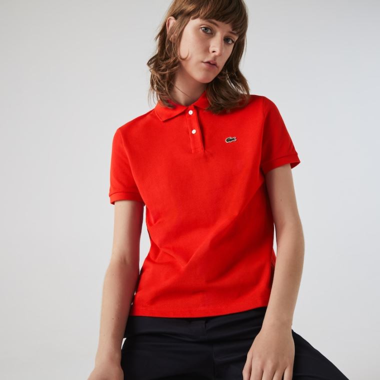 nordøst udvikle pålidelighed Lacoste Polo Shirt Dame Shop København - Classic Fit Soft Bomulds Petit  Piqué Polo Rød