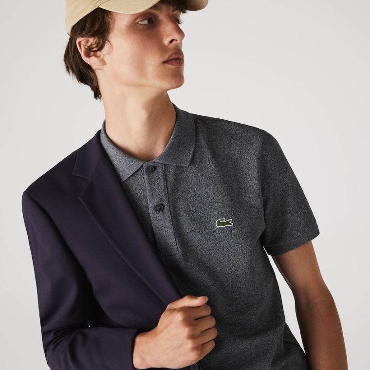 Lacoste Polo Shirt Butik Danmark - Slim Fit in Petit Piqué Grå